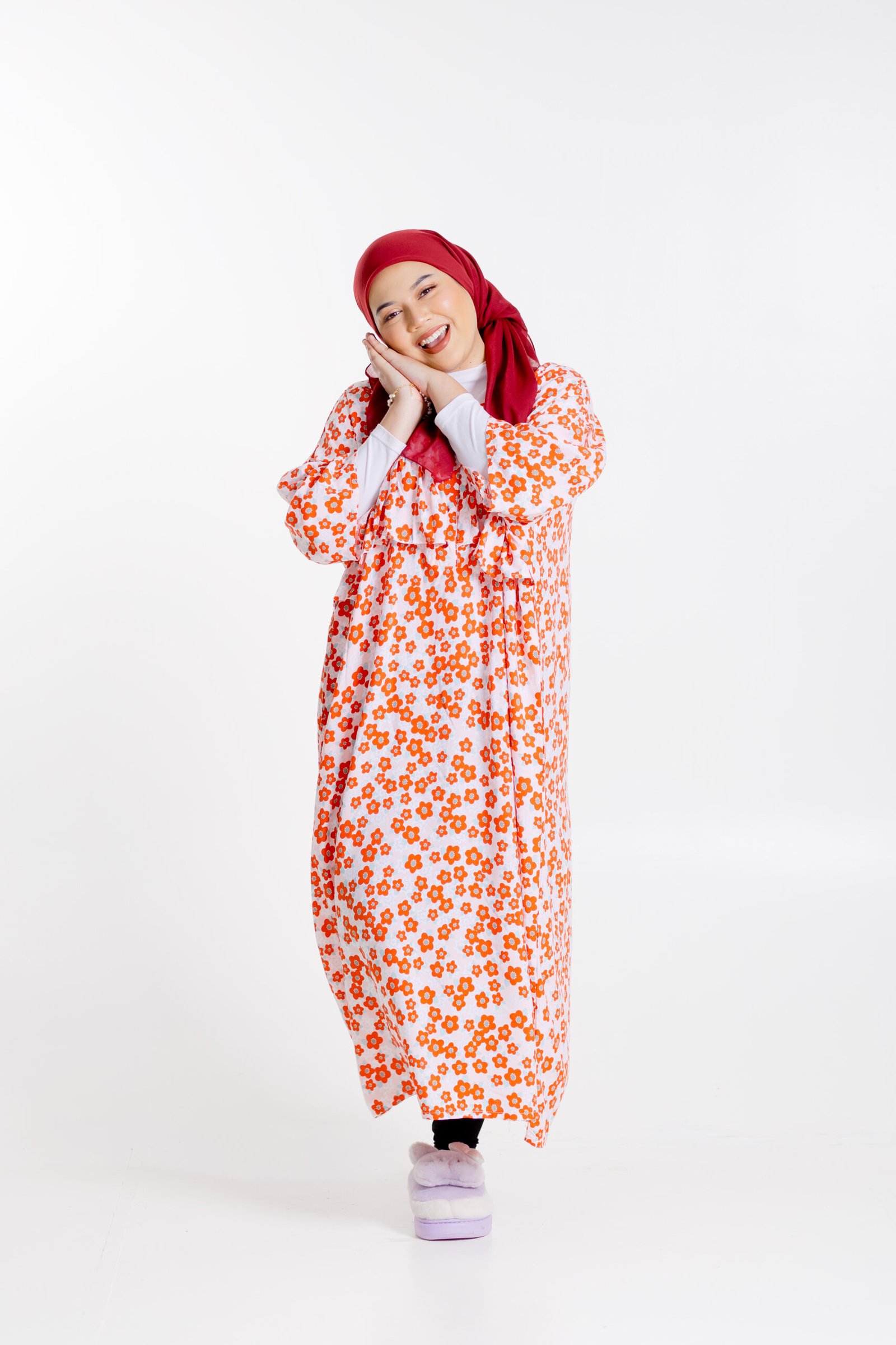 Sunset Night Gown in Red Flower (Breastfeeding-Friendly)
